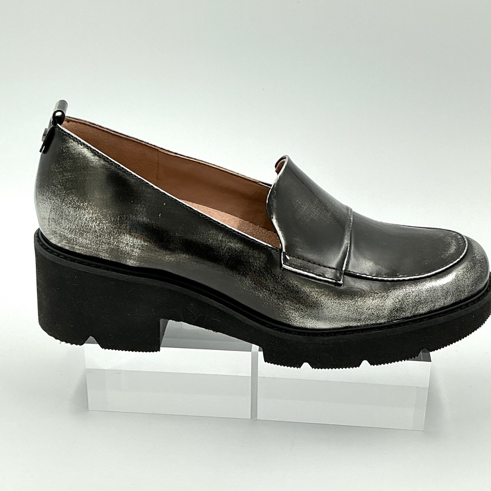 Naturalizer Size 8.5W 8.5 Wide Metallic Leather Platform Loafers NEW Darry $!25